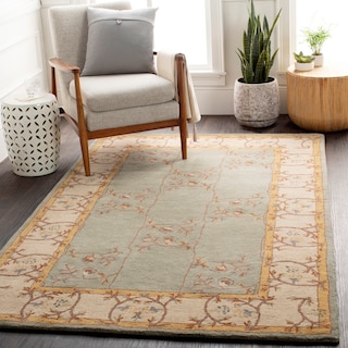 Hand-tufted Shari Green/Grey Wool Area Rug - 2' x 4' Hearth