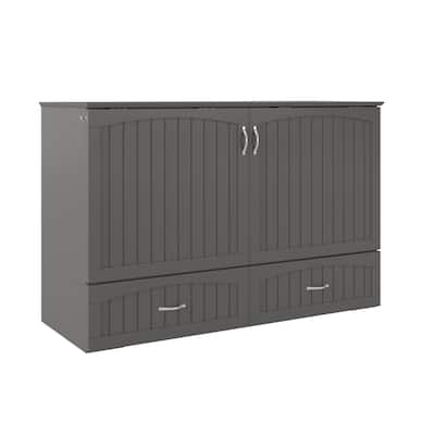 Queen Murphy Bed with Mattress & USB Charger - Solid Wood Chest - Space Saving Furniture - Modern Design