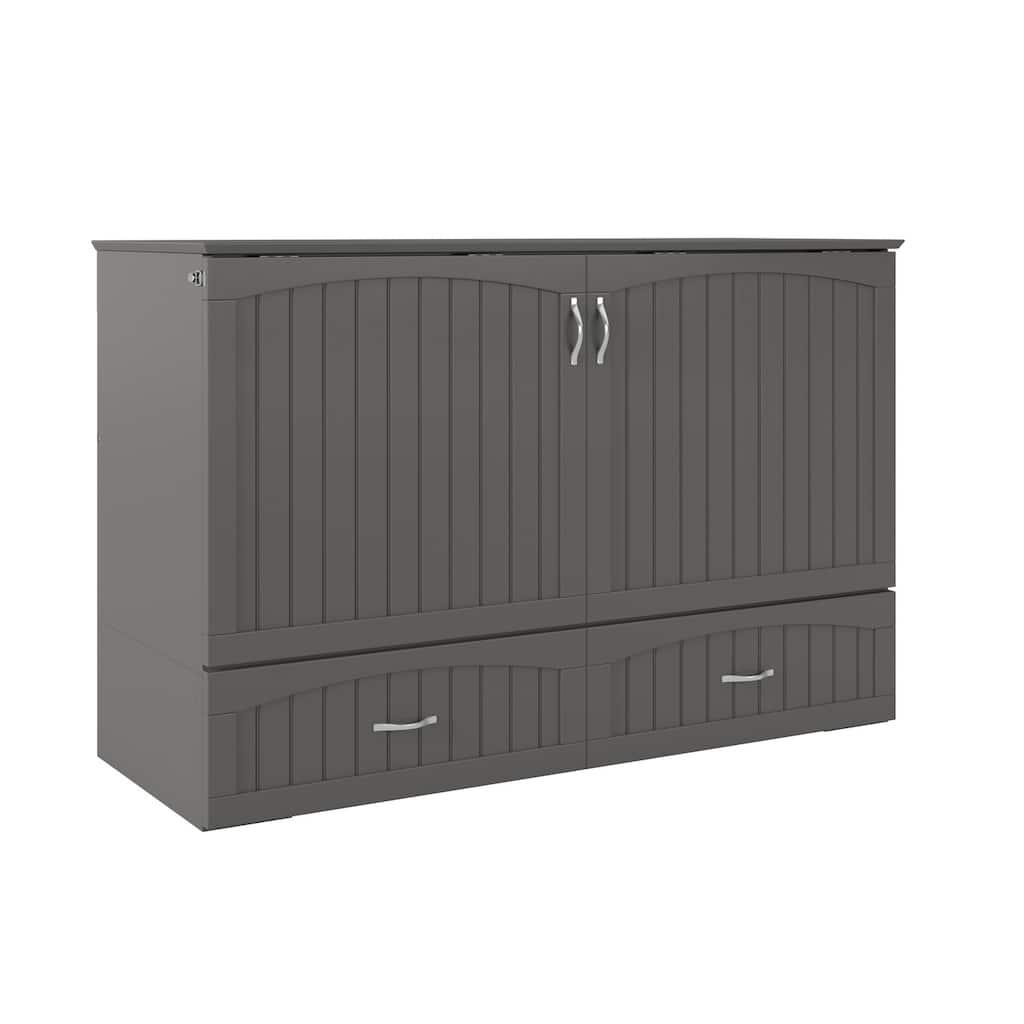 Queen Murphy Bed with Mattress & USB Charger - Solid Wood Chest - Space Saving Furniture - Modern Design
