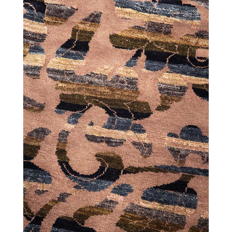 Overton Hand Knotted Wool Contemporary Abstract Beige Area Rug - 4' x 6'