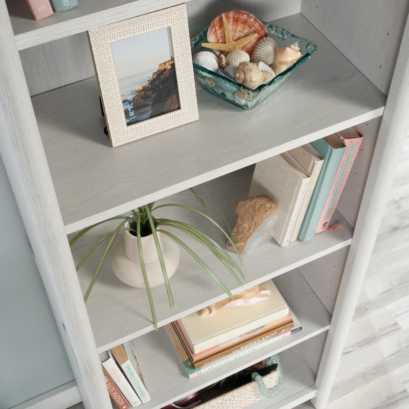 Engineered Wood Vintage 5-Shelf Bookcase, White - 25.2"W x 13.23"D x 69.92"H