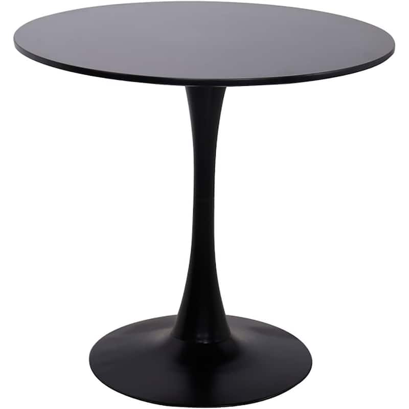 Modern Round Black Dining Table Sturdy MDF Wood Table with Metal Base for Kitchen Living Room and Office - 31.5” x 31.5” x 29.1”