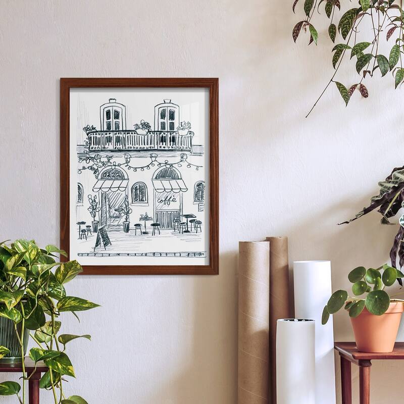 Italian Street Sketch II -Framed Print w/glass-Cherry Red