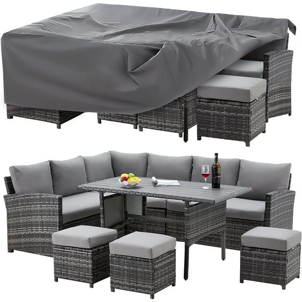 slide 2 of 86, AECOJOY 7 Pieces Patio Furniture Set Outdoor Sectional Sofa Rattan Conversation Set Grey with Cover