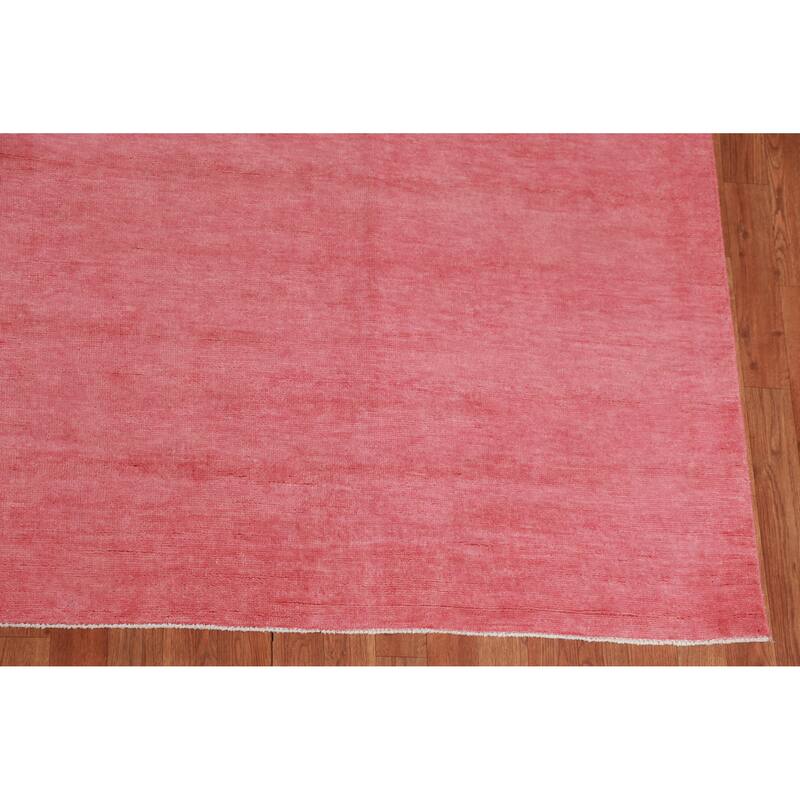 Hand Knotted Oriental 100% Wool Carpet Modern Solid Coral Gabbeh Area Rug - 12' 1'' X 9' 1''