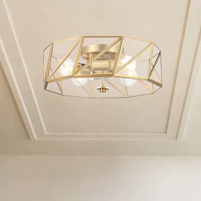 4 - Light 15.94" Unique/Statement Geometric Flush Mount - 5.51"Hx15.94"Wx15.94"D