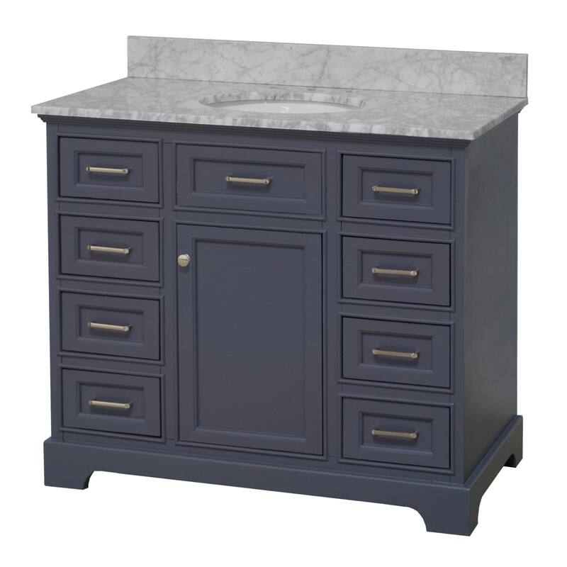 KitchenBathCollection Aria 42" Bathroom Vanity with Carrara Marble Top