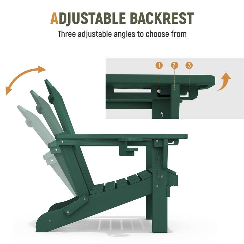 3-Position Reclining Folding Outdoor Chair – PE Wood Grain, Weather-Resistant
