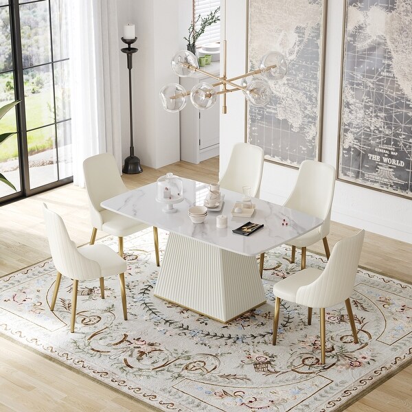 Modern Dining Table Sintered Stone Rectangle Kitchen Table With Square Pedestal Bed Bath Beyond 38428326