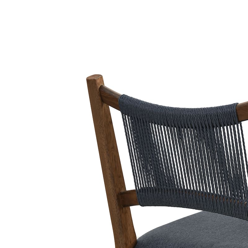 Christopher Knight Home - Arno Mid-Century Modern Upholstered Counter Stool with Rope Back and Solid Wood Frame Set - 21"W