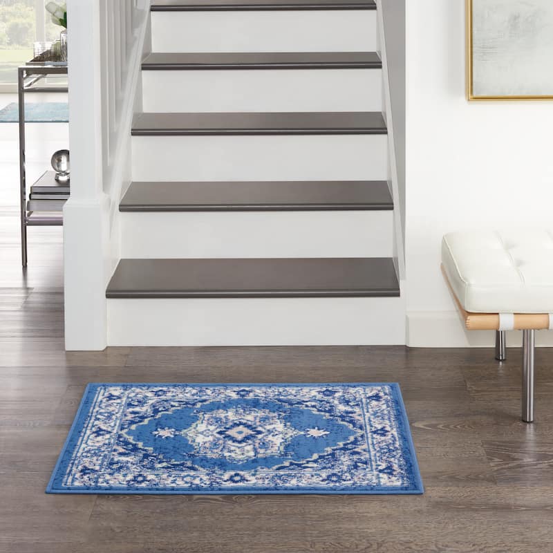 Nourison Whimsicle Modern Persian Floral Medallion Area Rug - 2' x 3' - Navy - Runner/Rectangle