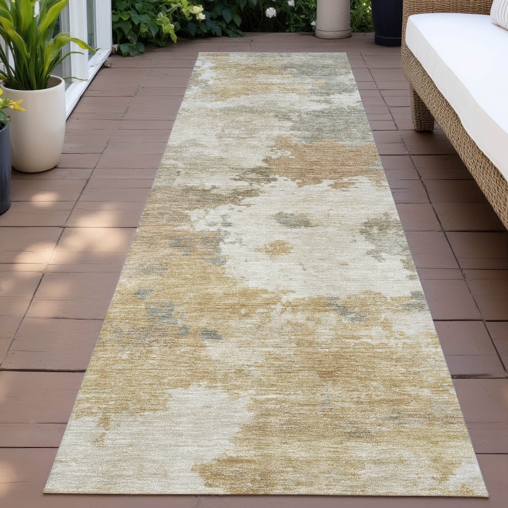 Machine Washable Indoor/Outdoor Abstract Blend Chantille Rug