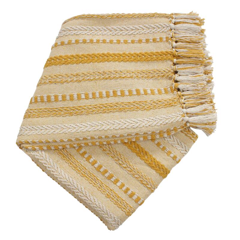 Cotton Handwoven Couch Sofa Bed Throw Blanket - Medium Weight All Season 50''x60'' with Tassels