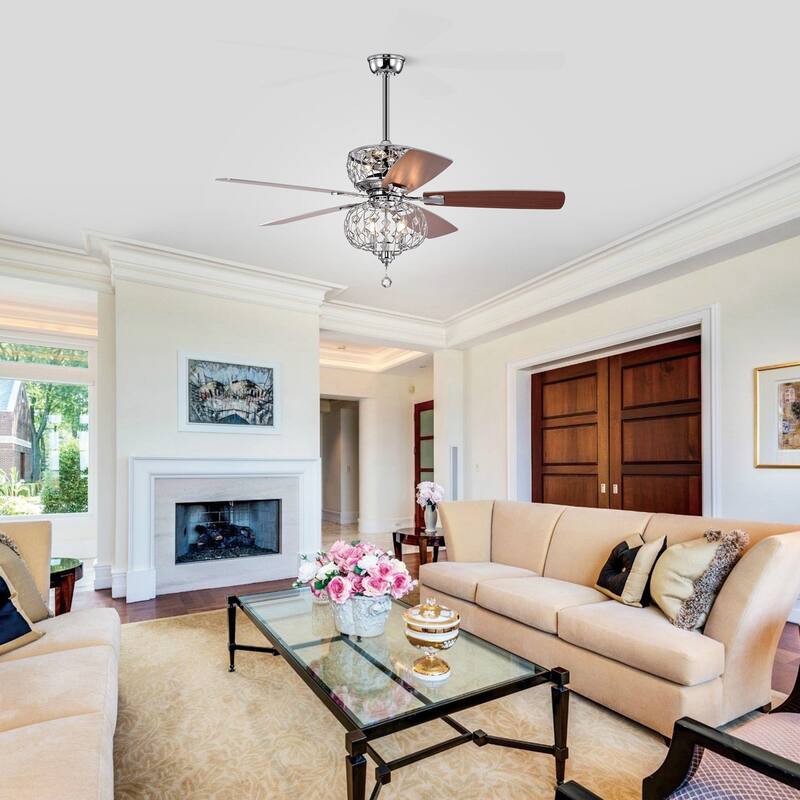 Ariana Chrome 52-inch Indoor Ceiling Fan with Crystal Light Kit