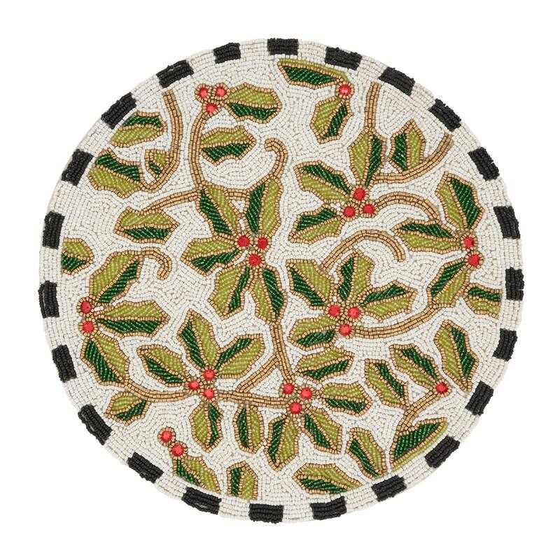 Sparkling Holly Leaves Beaded Placemat (Set of 4) - Set of 4