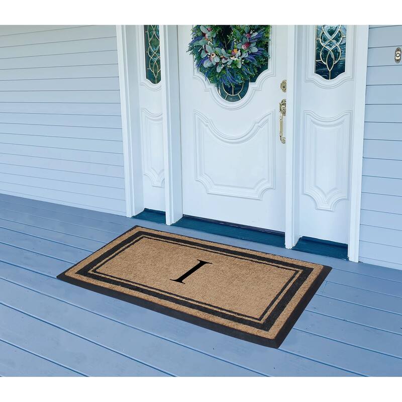 A1HC Picture Frame Natural Rubber & Coir Large Monogrammed Doormat 24"x48"