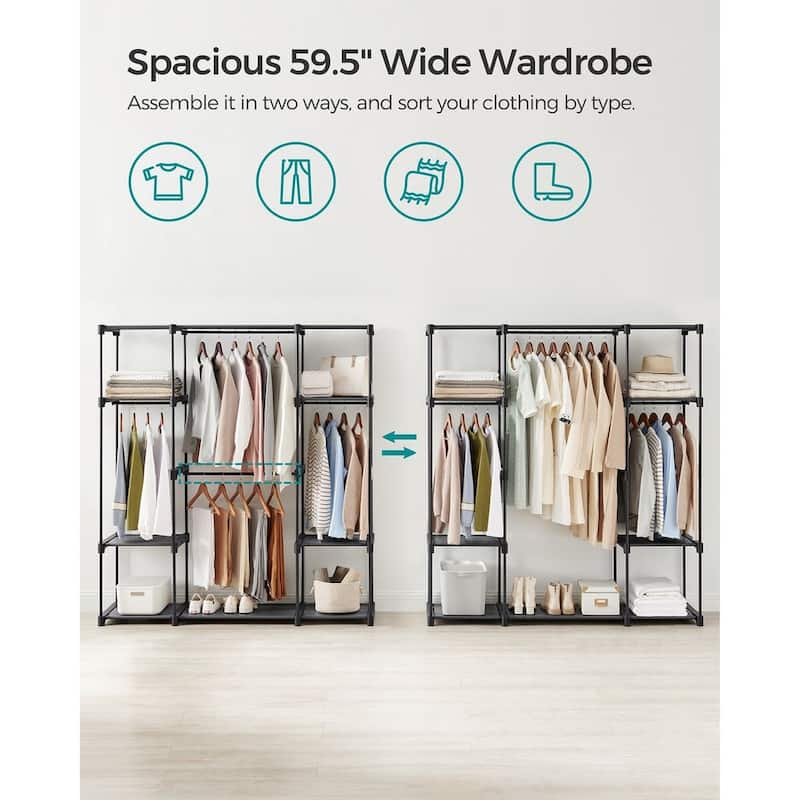 Freestanding Closet Organizer with Adjustable Shelves, Dual Hanging Rods and Storage Drawers