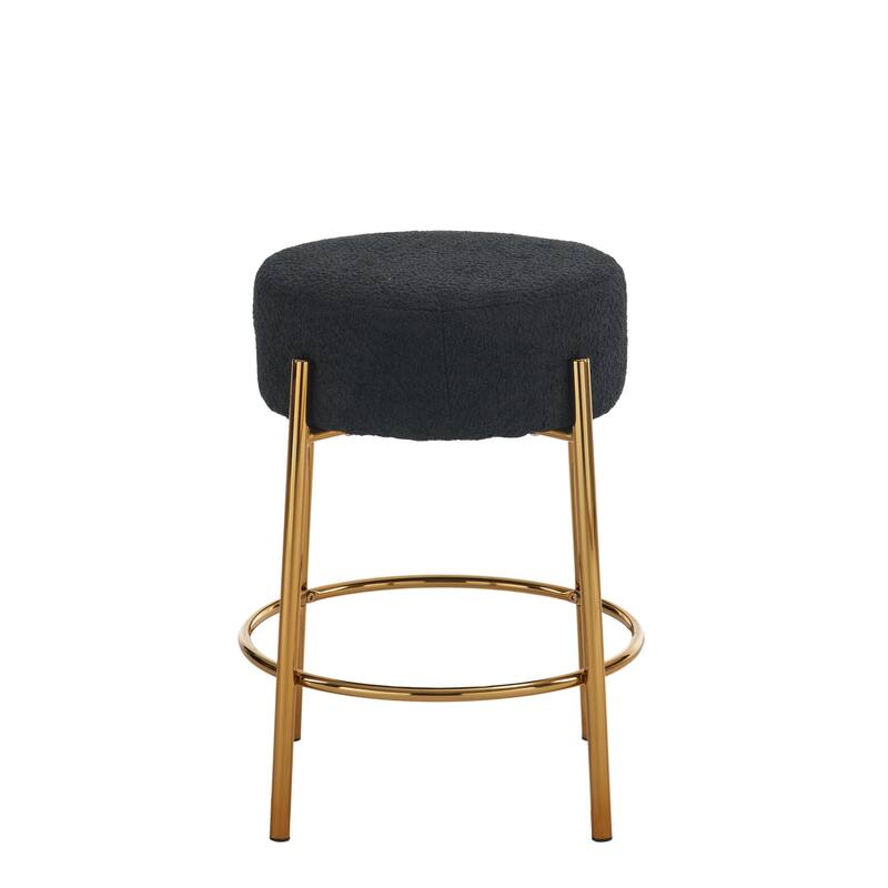 Set of 2 24" Round Bar Stools,Contemporary Upholstered Sturdy Hardware Support Legs