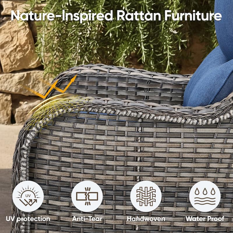 2 Pieces Outdoor Gliders Swivel Chairs with 5-Inch Thick Cushions