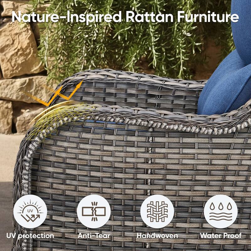 High Back Outdoor Swivel Patio Rattan Chairs