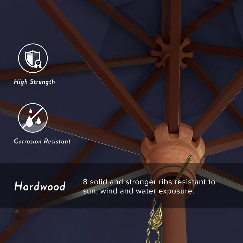 Port Lavaca 7.5ft Round Wood Umbrella by Havenside Home, Base Not Included