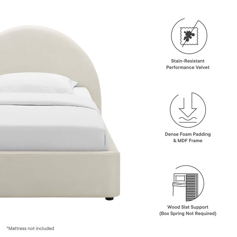 Resort Upholstered Fabric Arched Round Twin Platform Bed