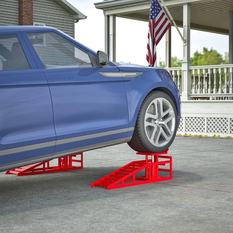 2 Pack Hydraulic Car Ramps 5T 11000 lbs Low Profile Car Lift Service Ramps Truck Trailer Garage Height Hydraulic Vehicle Ramps