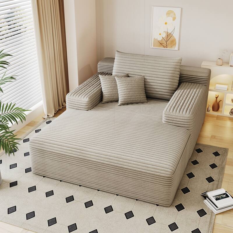 Comfortable Oversized Sofa Bed for Relaxation and Multipurpose Use - Camel