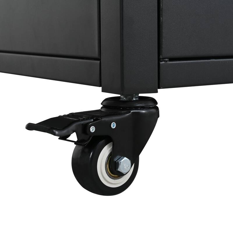 Foldable Outdoor Prep Station BBQ Cart with Trash Rack, Portable Kitchen Island Grill Cart with Foldable Top