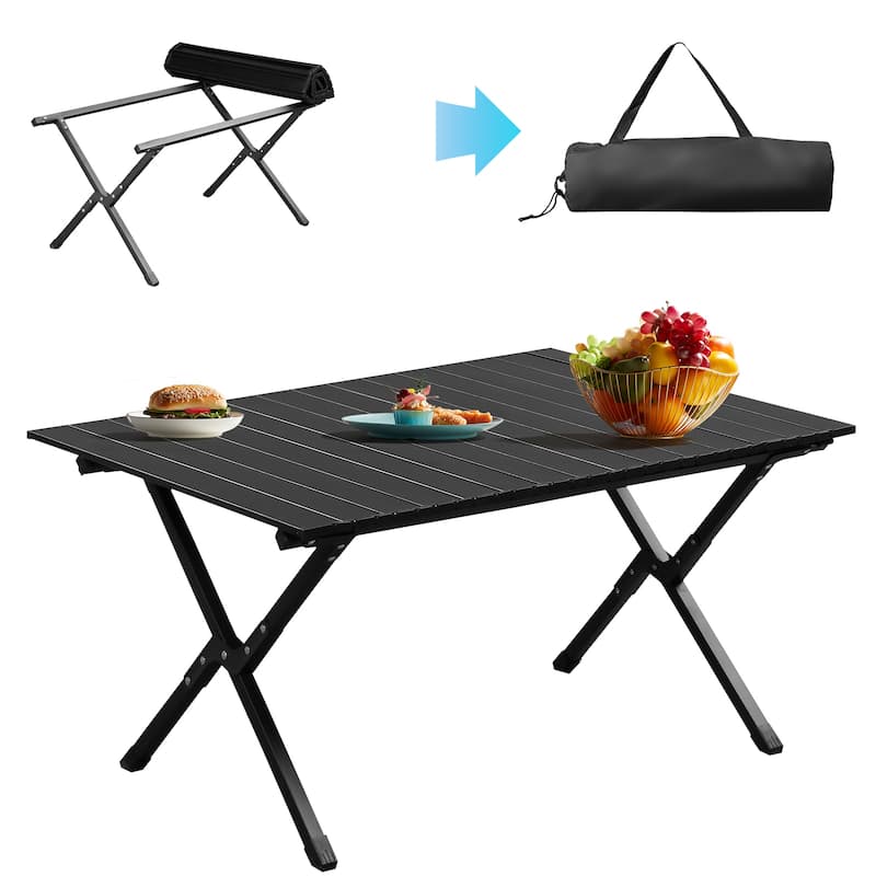 Folding Camping Table Portable Picnic Table, Lightweight Roll-up Side Table for Outdoor Hiking, Travel, Backyard BBQ,