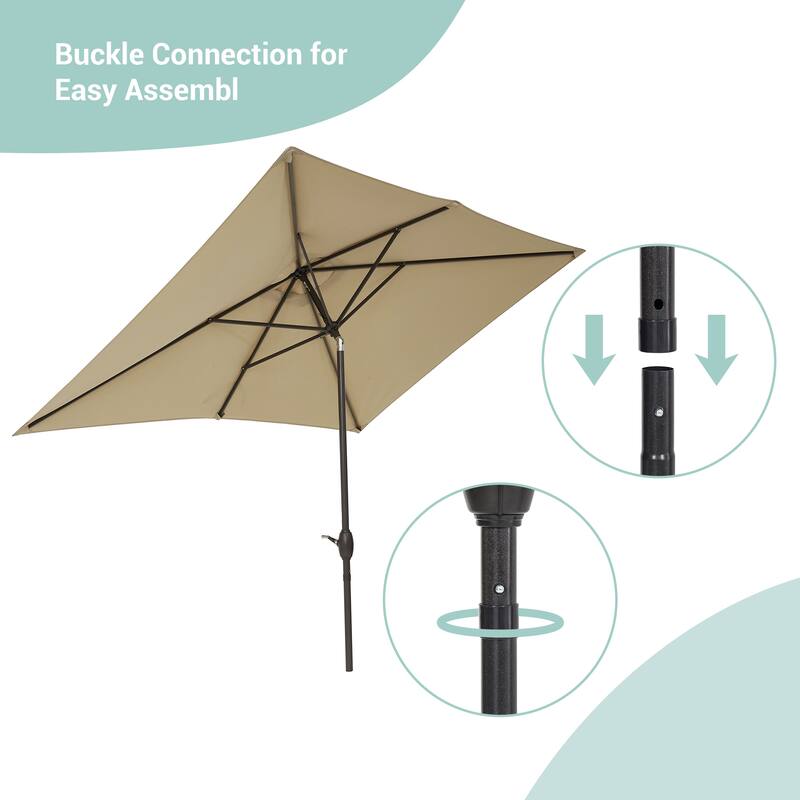 AOOLIMICS 10×6.5FT Rectangular Patio Umbrella with UV Protection, Easy Tilt, and Wind-Resistant Features