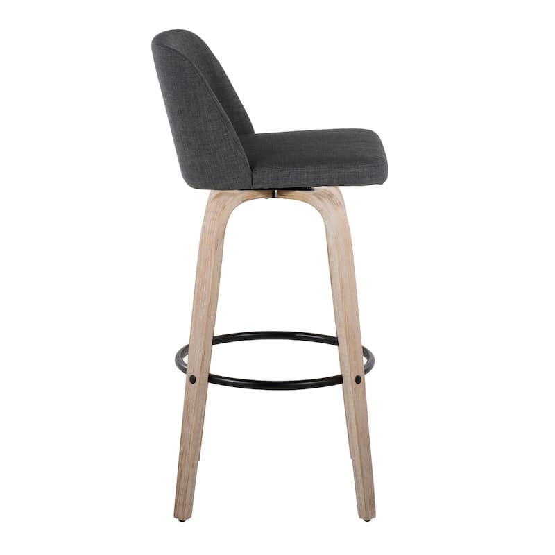 The Gray Barn Vallberga 30" Fixed-Height Bar Stool with White Washed Wood Base (Set of 2)