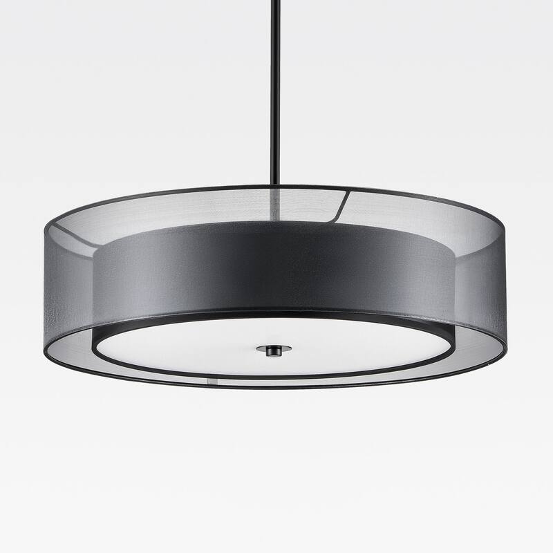 CO-Z 3-Light Antique Bronze Double Drum Pendant Chandelier