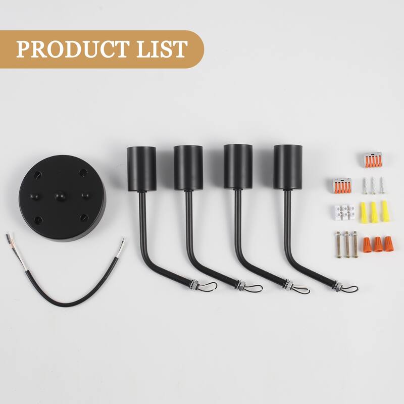 Modern 4-Light Semi Flush Mount Ceiling Light for Dining Room Bedroom Hallway Entryway