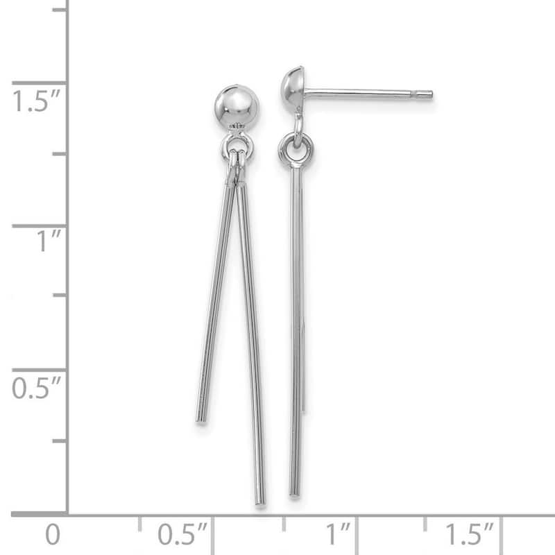 Curata 14k White Gold 38x3mm Polished Long Stick Drop Dangle Earrings