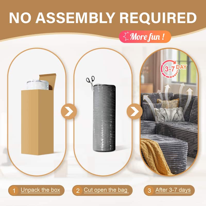 HOOOWOOO Modular Plush Upholstered Sectional Sofa with Ottoman