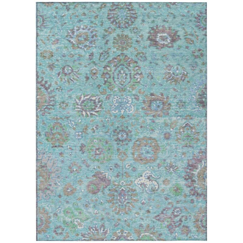 HomeRoots Floral Traditional Rectangle Outdoor Rug