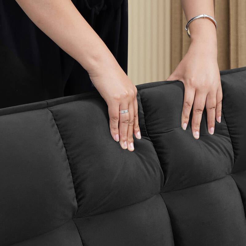 Convertible Sofa Bed, Velvet Sleeper Couch Pull-Out Bed, 55.5'' Loveseat Sleeper Sofa Bed with USB Port and Hidden Side Table