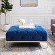 preview thumbnail 14 of 14, Corvus Kamdon Tufted Velvet Chesterfield Square Ottoman with Gold leg Blue