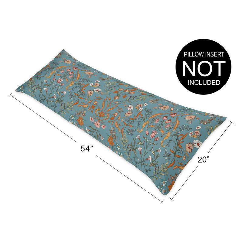 Sweet Jojo Designs Boho Wildflower Vintage Floral Girl Body Pillow Case Pillow Not Included- Botanical Garden Bohemian Farmhouse