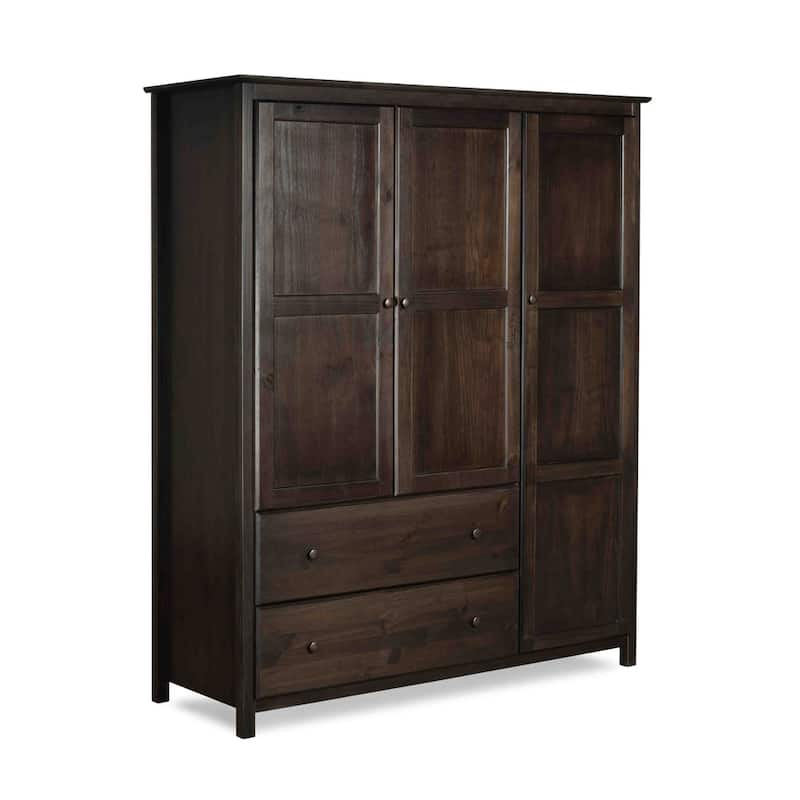 Grain Wood Furniture Shaker Wood 3-door Armoire - 60x72x22 - Espresso
