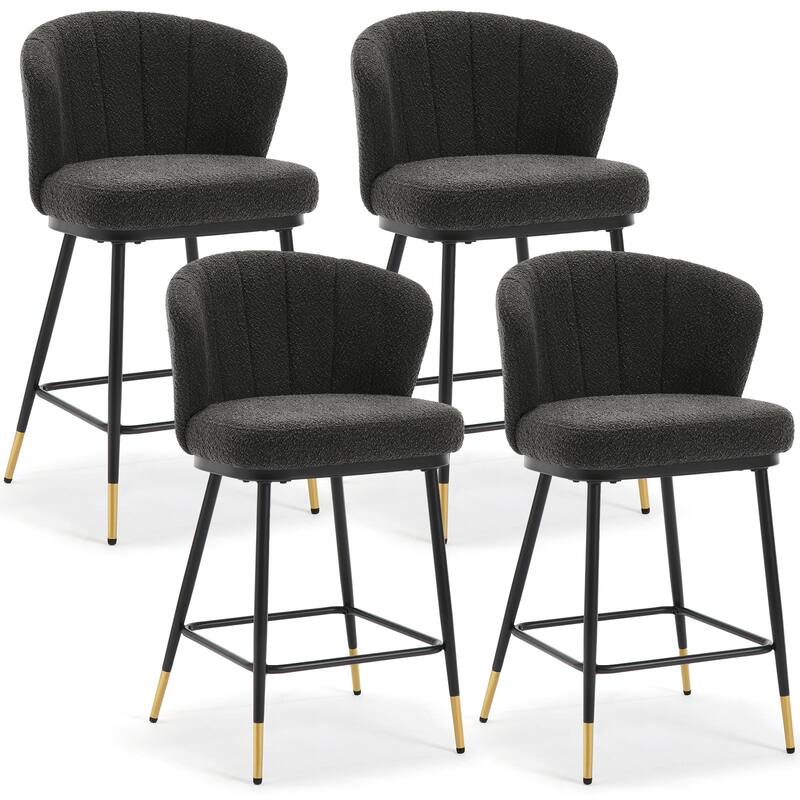 26" Boucle Fabric Counter Height Bar Stools, Set of 2/3/4 - 35.83"H x 22"W x 20.28"D