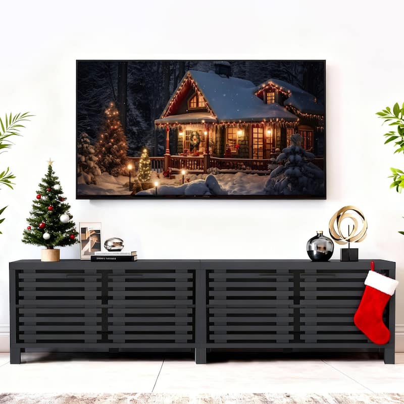 77" Modern Black Storage Media Console TV Stand for TVs up to 85"