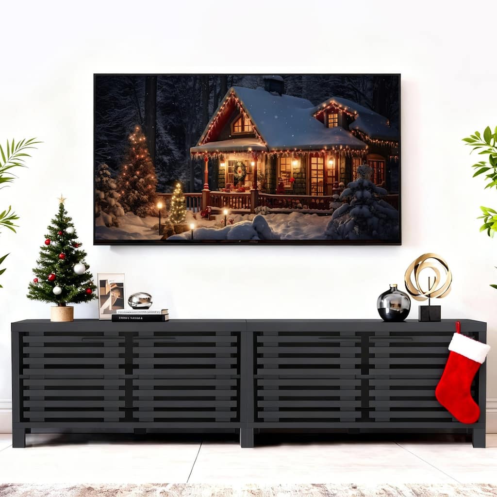 77" Modern Black Storage Media Console TV Stand for TVs up to 85"