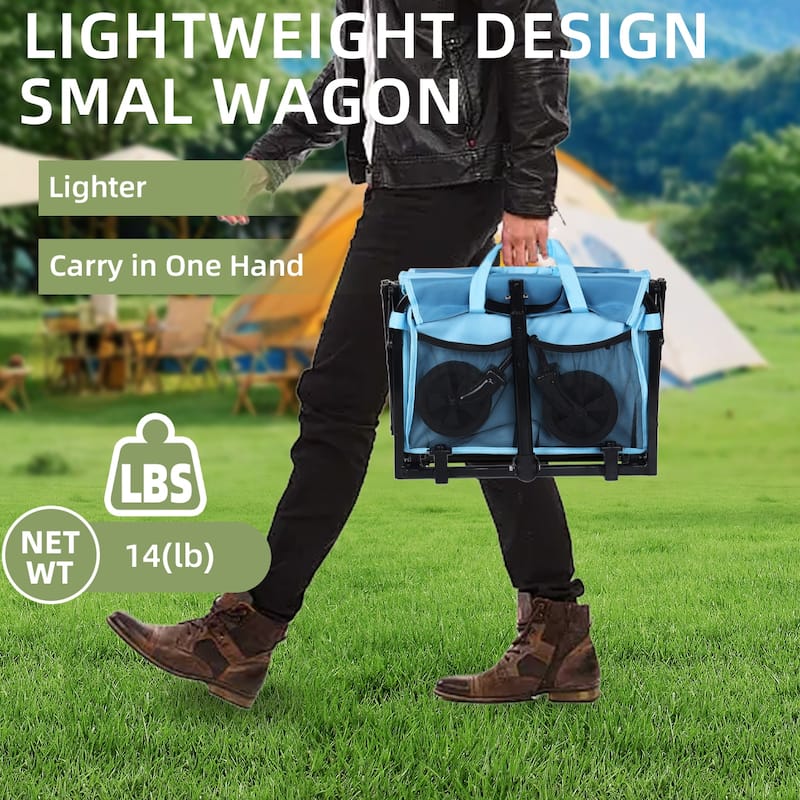 Collapsible Wagon with Wheels, Lightweight Utility Camping Wagons Carts Foldable with 3600lbs Weight Capacity, Carts