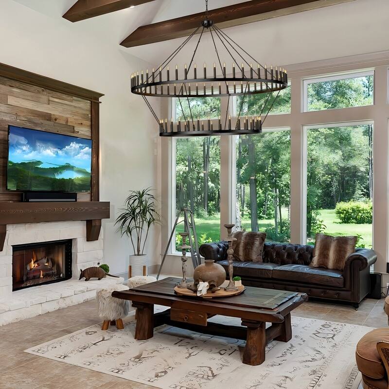 Large Wagon Wheel Chandelier,Round High Ceiling Chandeliers