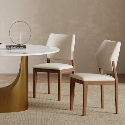 Modern Back Side Chair Dining Chair, Faux Leather, 2pieces