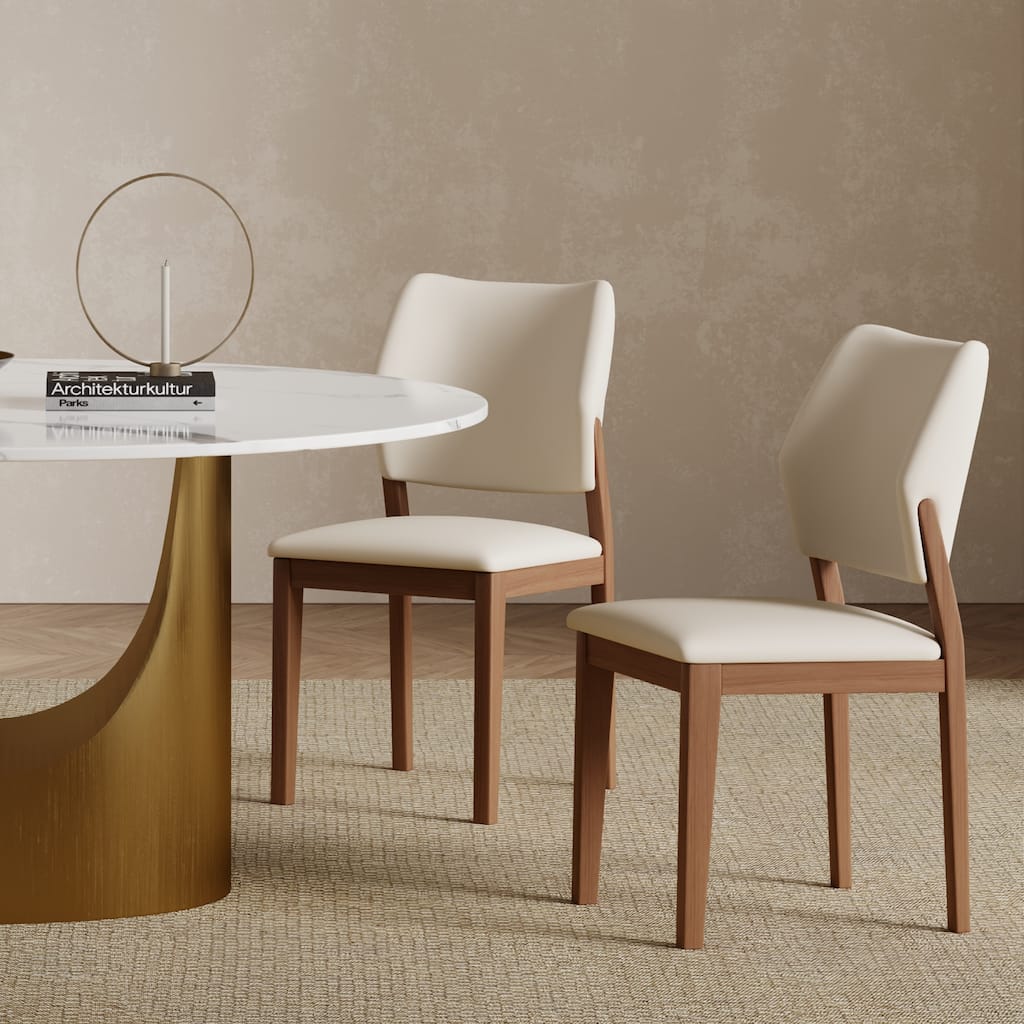 Modern Back Side Chair Dining Chair, Faux Leather, 2pieces