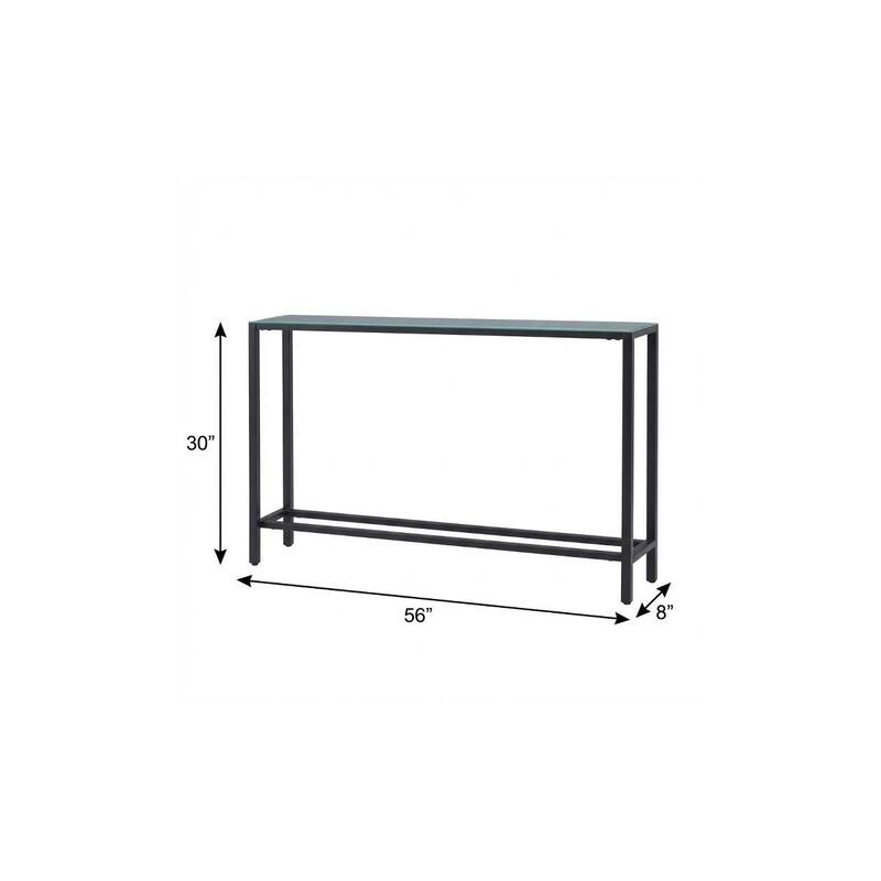 HomeRoots 56" Black Mirrored Glass Console Table - 56.00 in. x 30.00 in. x 8.00 in.
