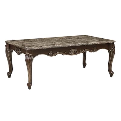 Formal Traditional Luxury 1pc Marble Top Cocktail Table With Tipping